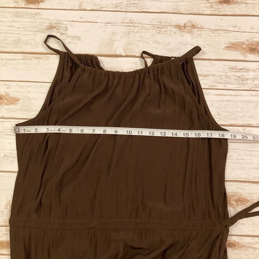 Calypso St. Barth Dress Sarah Brown Matte Satin Sleeveless Maxi Halter Small - Picture 4 of 13